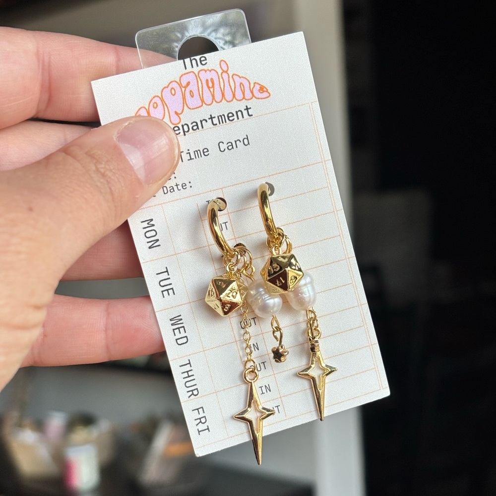 Handmade d20 charm earrings